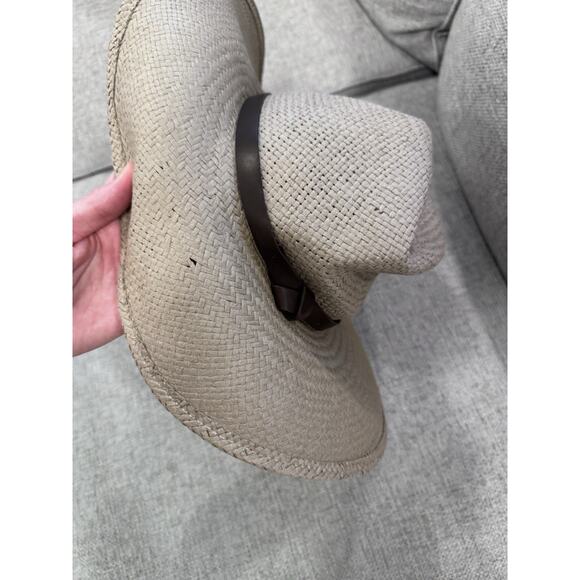 Janessa Leone Women\'s Beige Judith Packable Fedora Hat $287 NEW main image 4